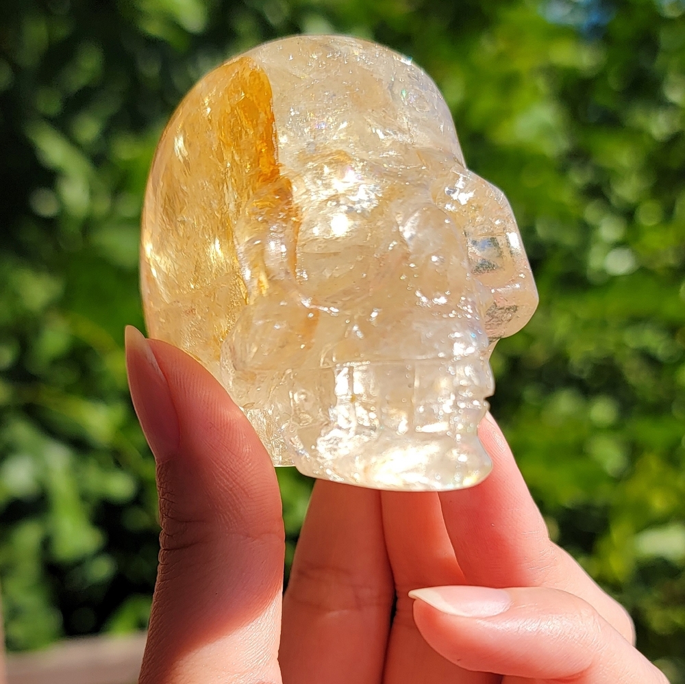 NEW MEDIUM NATURAL CITRINE SKULL + GOLDEN HEALER